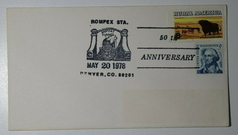 ROMPEX Sta 50th Anniv Moffat Tunnel Denver CO 1978 Philatelic Expo Cachet Cover