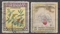 Colombia #545,548 used.  Flowers.  Nice  1947