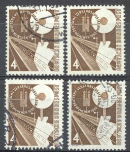 Germany Sc# 698 Used lot/4 1953 Train and Hand Signal