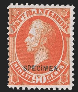 MOMEN: US STAMPS #O24S INTERIOR 90c OFFICIAL SPECIMEN CAT. $2,500 LOT #80555*