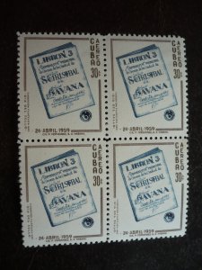 Stamps - Cuba - Scott# C195-C196 - Mint Hinged Set of 2 Stamps in Blocks of 4