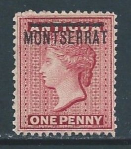 Montserrat #1 Mint No Gum 1p Antigua Queen Victoria Issue Ovptd. Montserrat