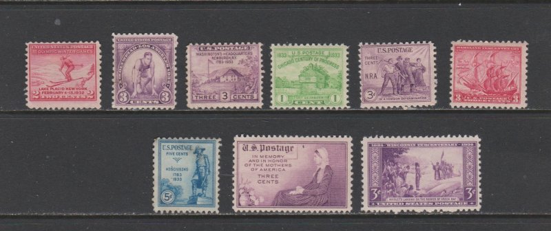 United States Postage Stamps MNH (9 stamps)