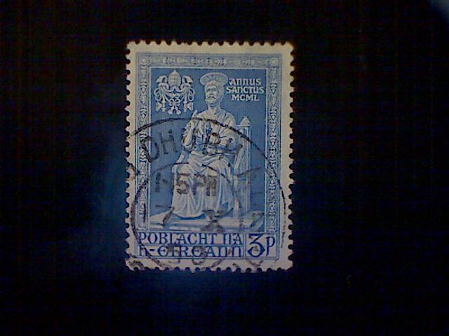 Ireland (Éire), Scott #143, used(o), 1950, 3p, Statue of Saint Peter, blue