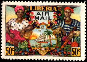 Liberia #309-312, C63-C64, Complete Set(6), 1949, Hinged