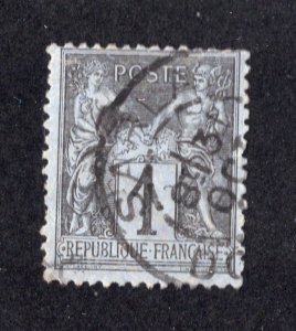 France 1877 1c black on lilac blue Sage, Scott 86 used, value = $1.65