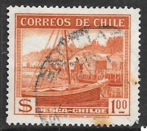 Chile 205: 1p Calbuco (fishing boat), used, F-VF