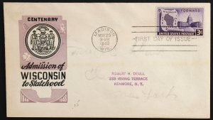 U.S. Used Stamp Scott #957 3c Wisconsin Ioor First Day Cover
