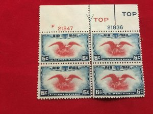 us Scott # C23 Eagle Dark Blue & Carmine TOP Plate Block  of 4, mnh