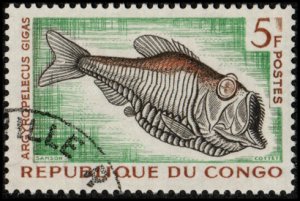 Congo Republic 100 - Cto - 5fr Hatchet Fish (1961) +