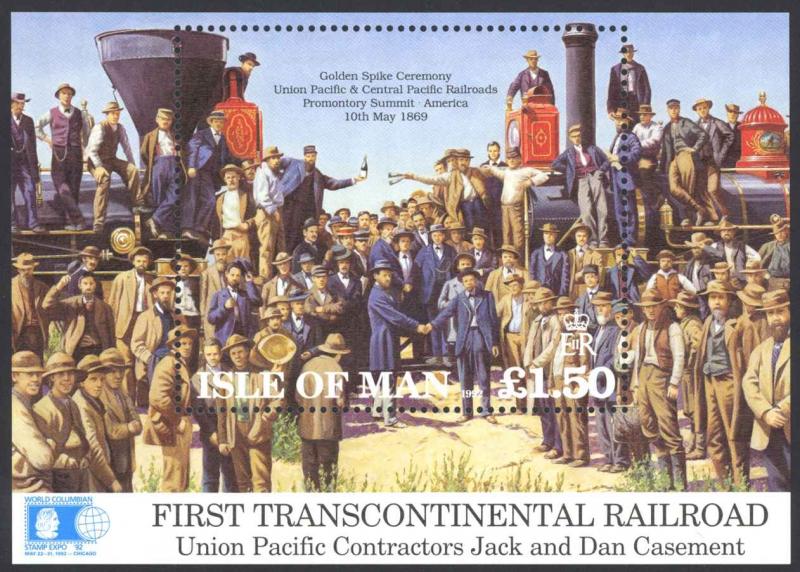 Isle of Man #518 MNH S/S CV$5.50 Columbian Expo Transcontinental Railroad