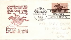 FIRST PONY EXPRESS TRIP US MAIL LEWIS JONES ROUTE REENACTED CENTERVILLE IN 1960