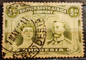Used postage stamp from the British South Africa Company (Rhodesia) from the...
