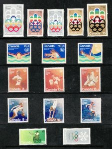 1974-76 Semi Postal B1 to B12 Complete +++ Canadian Olympic Games MNH   cv$13.45