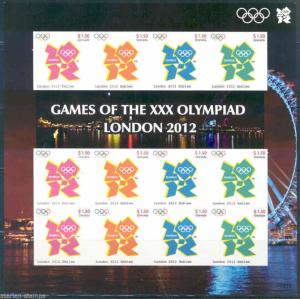 GRENADA  LONDON 2012 OLYMPIC GAMES EMBLEMS IMPERFORATED SHEET MINT NH