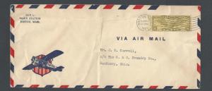 1933 C17 On Cacheted Cover Wing Airplane W/Shield