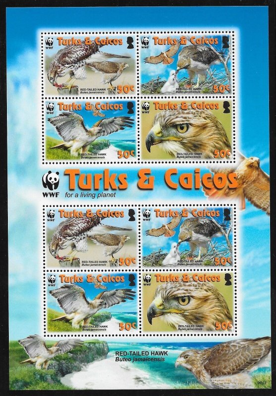 TURKS & CAICOS ISL. SC 1482A NH MINISHEET of 2007 - WWF - BIRDS