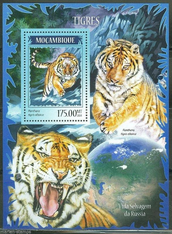 MOZAMBIQUE 2014 TIGERS SOUVENIR SHEET  MINT NH