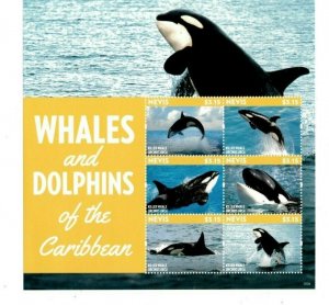 Nevis 2015 - Whales and Dolphins - Sheet of 6 Stamps - Scott #1853 - MNH