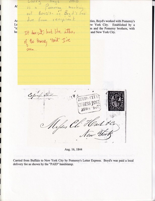 Boyd's Local Post Photocopy of M. Richardson's Exhibit, Notes by Lyons, Bowman 