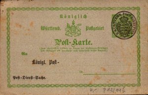 Wurttembrrg Postal Card Overprinted / Center Thin & Small Tear - L7764