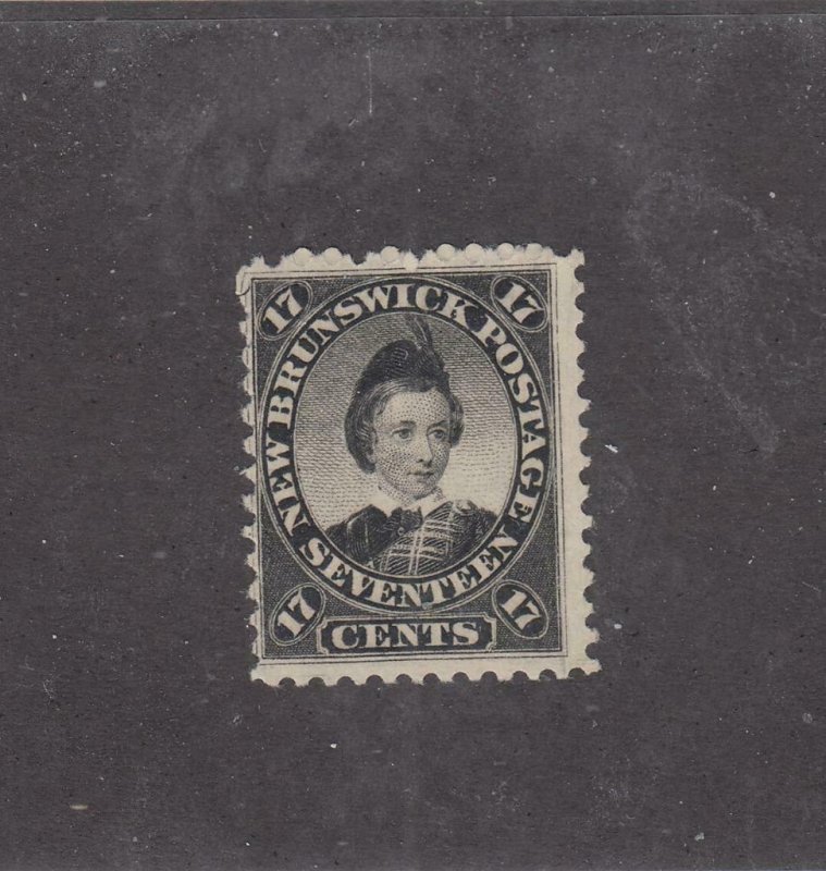 NEW BRUNSWICK # 11 VF-MNG 17cts 1860 PRINCE OF WALES /BLACK/CENTS ISSUE-1 CV $75