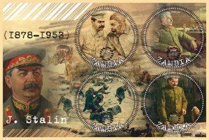 Stamps. Joseph Stalin 2018 year 1+1 sheets perf Zambia