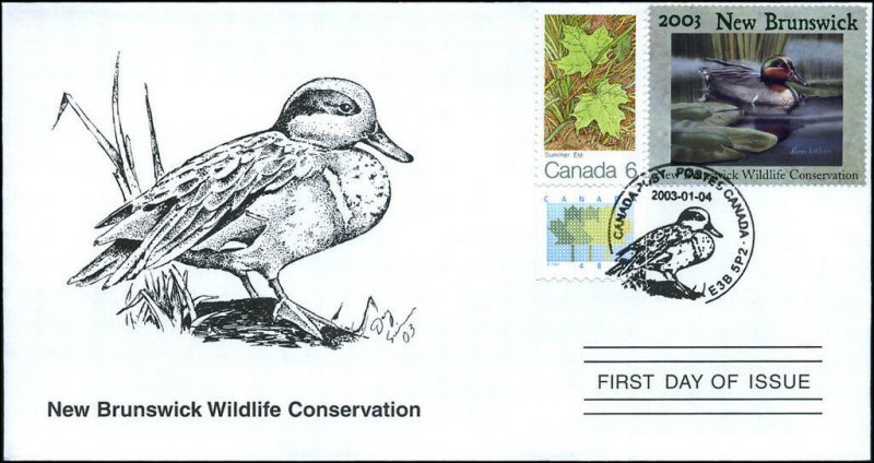 2003 New Brunswick Wildlife Green-Winged Teal by Latham