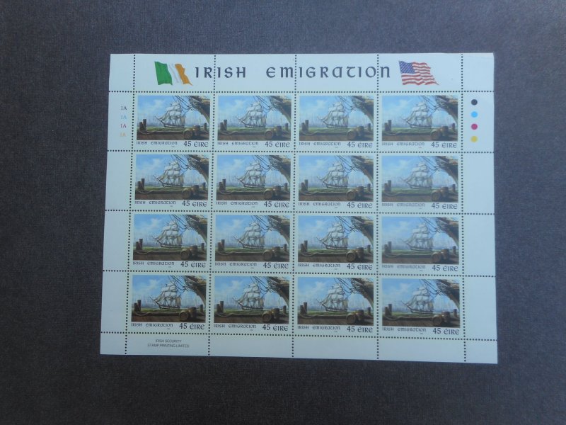 Ireland:  # 1168 VFNH Full Sheet of Irish Immigration