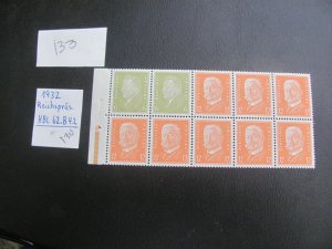 GERMANY 1932 HINGED  MI. 62.B.4.2  BOOKLET PANE 130 EUROS (133) SEE MY STORE