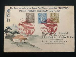 1934 Mt Fuji Post office Fujiyama Japan Karl Lewis Cover To Chicago IL USA