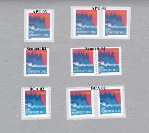 Triple 5c US #3693, 3775, 3864, 4348, 3785, 3785a, 3874, 3874a , 3875 Lot 9 MNH