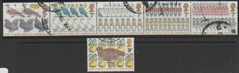 Great Britain SG 1044 - 1049 set Used se-tenant strip of 5 plus SG1049