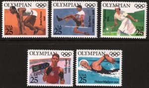 SC#2496-2500 25¢ Olympics Singles (1990) MNH