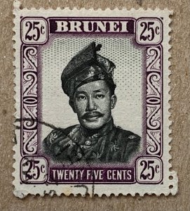 Brunei 1952 25c Sultan purple shade, used. Scott 92,  CV $0.25.   SG 109