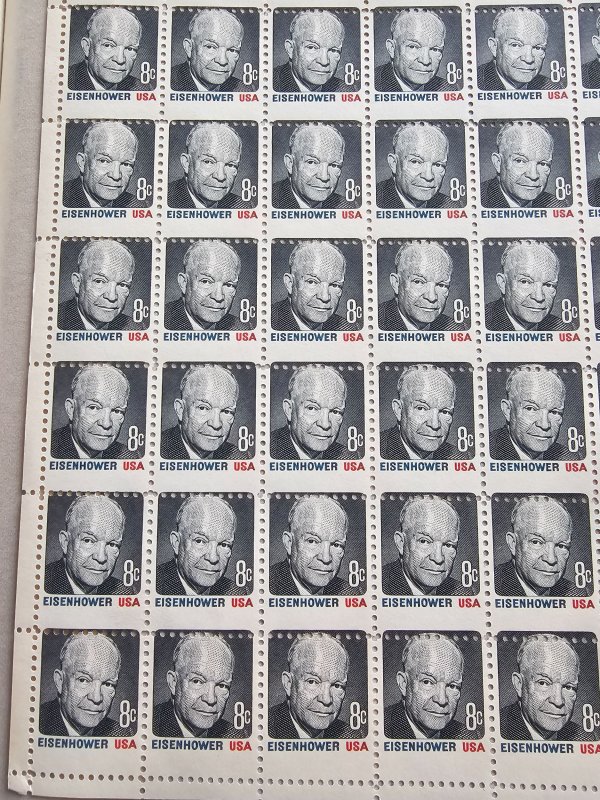 U.S. Scott #1394 Horizontal Shift ERROR Complete Sheet of 100 8¢ IKE