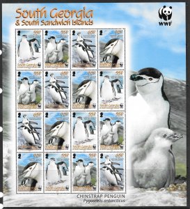 S.GEORGIA&S.SANDWICH SG453/6 2008 CHINSTRAP PENGUINS SHEETLET  MNH