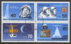 DDR Scott 2531a UNH Block of 4 - 1986 26th Annv Manned Space Flight  SCV $3.50