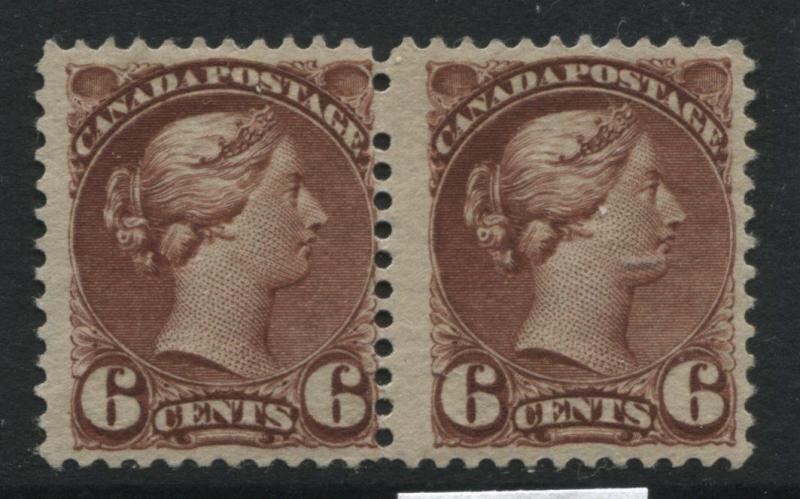 Canada 1888 6 cent red brown Small Queen mint NH pair