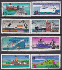 Poland 1976 Sc 2188-95 Polish Ship Ports Union Emblem  Stamp CTO