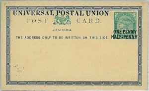 34859 - JAMAICA - POSTAL HISTORY - STATIONERY overprint : ONE penny HALF penny