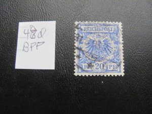 GERMANY 1889 USED SIGNED BPP   MI.  48d SC 49 VF/XF (128)