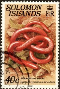 Solomon Islands 408A - Used - 40c Burrowing Snake (1983) (cv $1.75)
