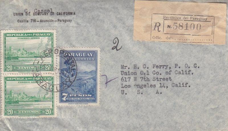 1947, Paraguay to Los Angeles, CA, Registered, Airmail, See Remark (11213)