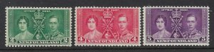 Newfoundland 230-32 MNH 1937 KGVI Coronation (fe5423)