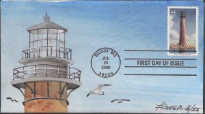 Set of 5 Fisher Hand Painted FDCs for the 2009 Gulf Coast Lighthouses Issue