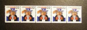 Scott 3353, 22c Uncle Sam, PNC5 #1111, MNH water activated coil Beauty