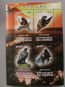 ​CONGO-2013- WORLD FAMOUS LOVELY COLORFUL EAGLES-BIRDS MNH S/S VERY FINE