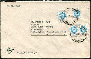 Argentina  to USA 1981 Celulosa Jujuy Business Cover Latin America Postage