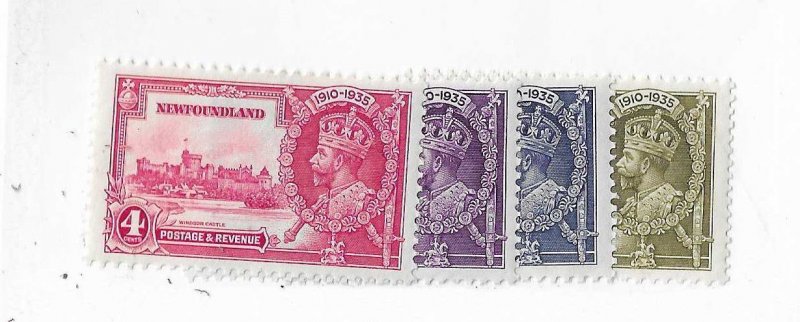 Newfoundland Sc #226-230 Silver Jubilee set of 4 OG VF